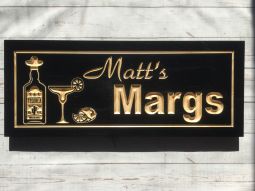 Custom Bar Sign with Tequila, Margarita Glass and Limes