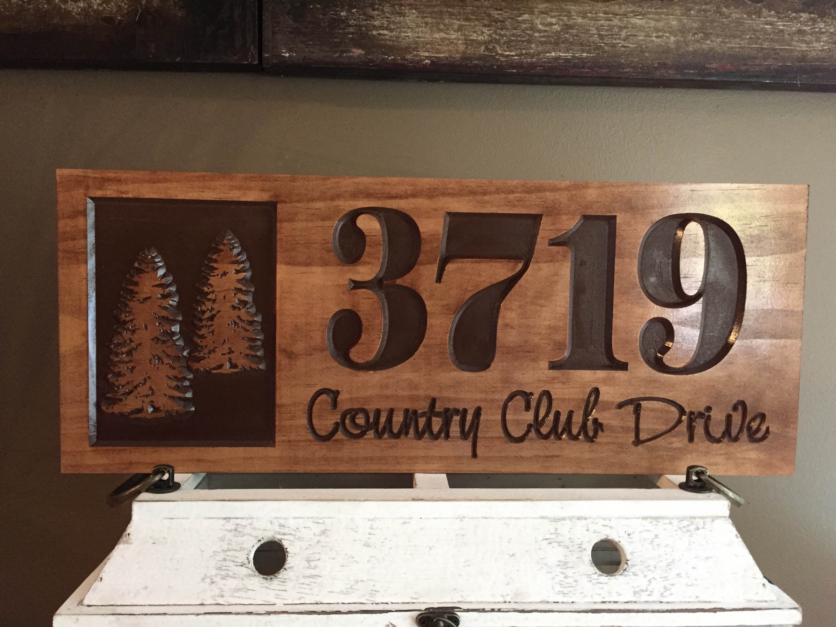 Bold Address Sign with Trees