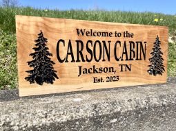 Personalized Cherry Cabin Sign (Select ''Premium Outdoor Wood'' For Cherry)