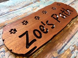 Personalized Outdoor Hiking Trail Sign with Dog Paw Prints