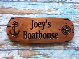 Boathouse Sign with Anchor and Compass Rose