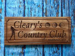 Personalized Country Club Golfing Sign Includes Golf Ball Images and Golfer Swinging Golf Club