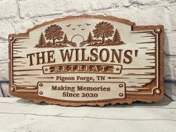 Custom Outdoor Cabin Sign -  Whitewashed Family Name Plaque
