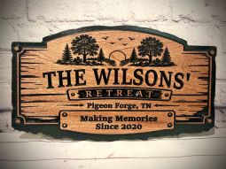 Custom Outdoor Cabin Sign - Family Name Plaque