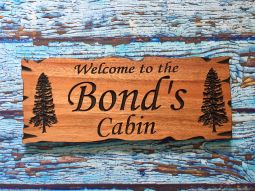 Rustic Cabin Sign With Pine Trees 2