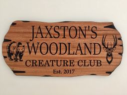 Personalized Outdoor Cabin Sign With Bear and Deer