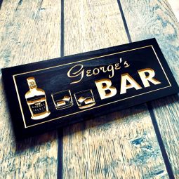 Personalized Bar Sign with Scotch and Shot Glasses