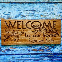 Personalized Wood Welcome to our Home with Family Name