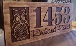 Custom Wood Address Sign With Owl
